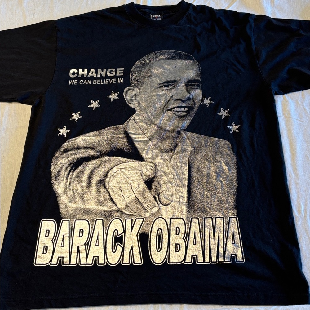 Barack Obama “ A Change We Can Believe In “ T-Shirt in Silver Shimmer , XL $18